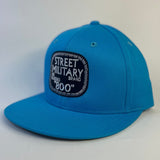 Street Military Brand Snapback Hat- Aqua Blue, Black, White, & Silver