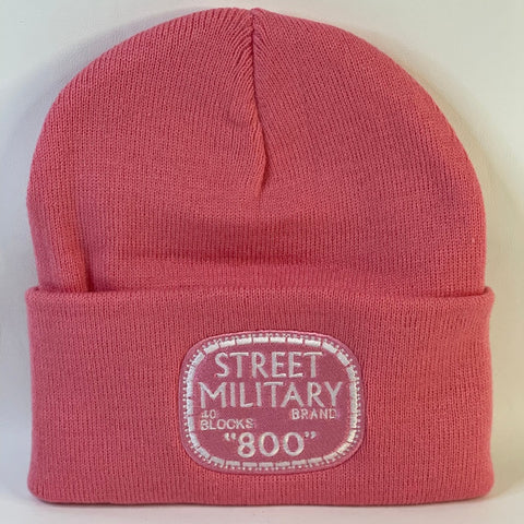Street Military Brand Beanie- Pink & White