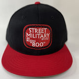Street Military Brand Snapback Hat- Red, Black, & White