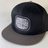 Street Military Brand Snapback Hat- Black, Dark Gray, & White