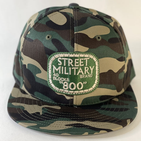 Street Military Brand Snapback Hat- Camo, Green, & Gray