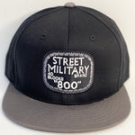 Street Military Brand Snapback Hat- Black, Gray, & White