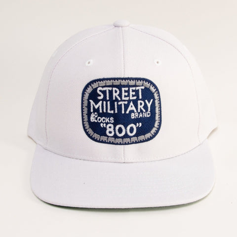 Street Military Brand Snapback Hat- White, Navy Blue, & Grey