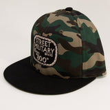 Street Military Brand Snapback Hat- Camo, Black, & Gold