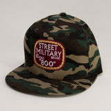 Street Military Brand Snapback Hat- Camo, Maroon, & White