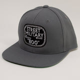Street Military Brand Snapback Hat- Gray, Black, & White