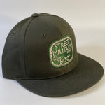 Street Military Brand Snapback Hat- Olive Green, Dark Green, & Gold