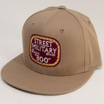 Street Military Brand Snapback Hat- Khaki, Maroon, & Gold