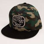 Street Military Brand Snapback Hat- Camo, Black, & Gold