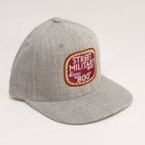 Street Military Brand Snapback Hat- Light Grey, Maroon, & Gold
