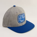 Street Military Brand Snapback Hat- Light Grey, Royal Blue, & Grey