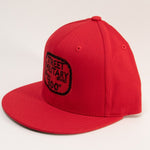 Street Military Brand Snapback Hat- Red & Black