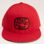 Street Military Brand Snapback Hat- Red & Black