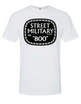 Street Military Brand White Shirt- Black, White, & Gray Logo