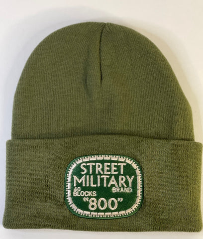 Street Military Brand Beanie- Olive & Dark Green