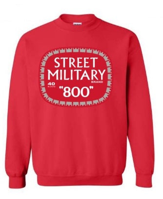 Street Military Brand Red Sweatshirt- Red, white, & Gray Logo