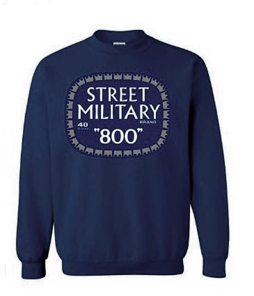 Street Military Brand Navy Blue Sweatshirt- Navy Blue, White, & Gray Logo